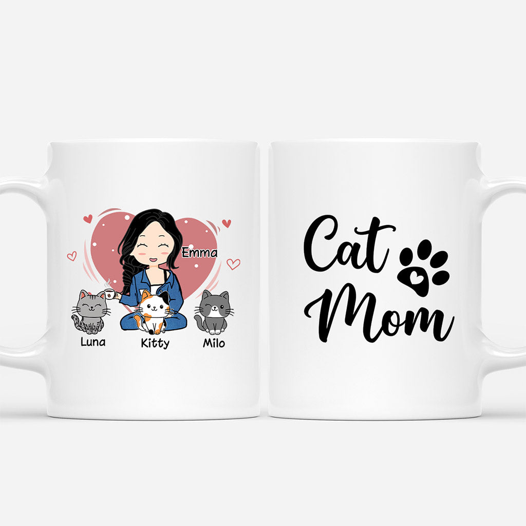 0349M247DUK1 Personalised Mug gifts Girl Cat Lovers