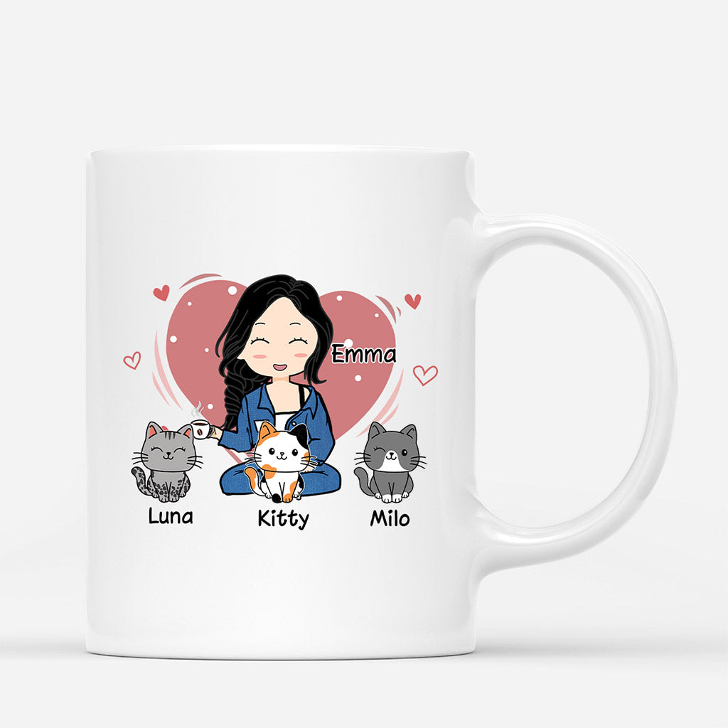 0349M247DUK2 Customised Mug presents Girl Cat Lovers