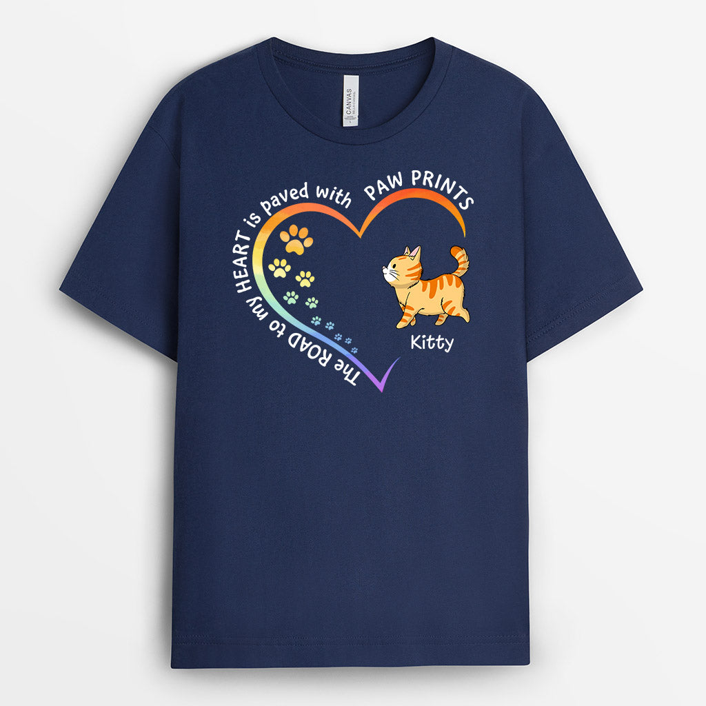 0350A207DUK2 Personalised T shirts gifts Cat Lovers Heart