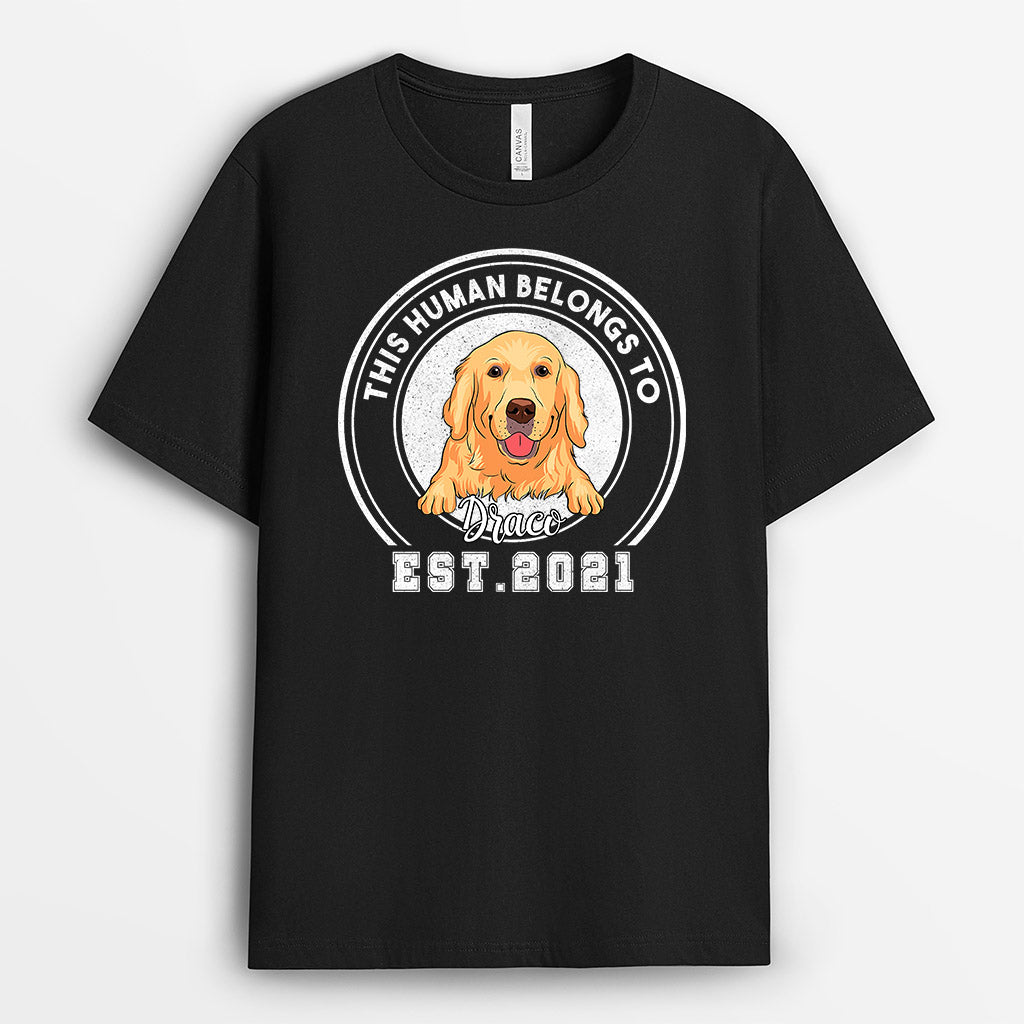 This Human Belongs To Personalised Gifts T-shirts for Dog