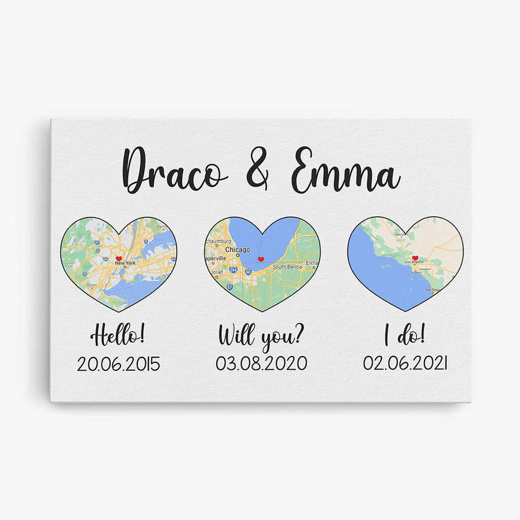 0430C500GUK1 Customised Canvas Gifts Maps Couples