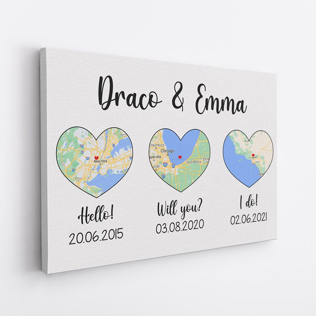 0430C500GUK2 Customised Canvas Gifts Maps Couples