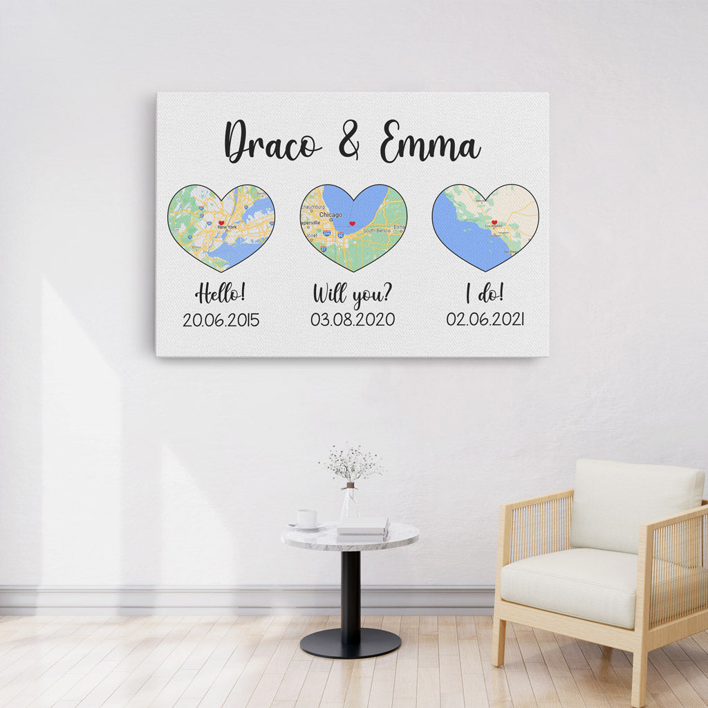 Hello – Will You – I Do - Personalised Gifts | Canvas for Couples/Lovers