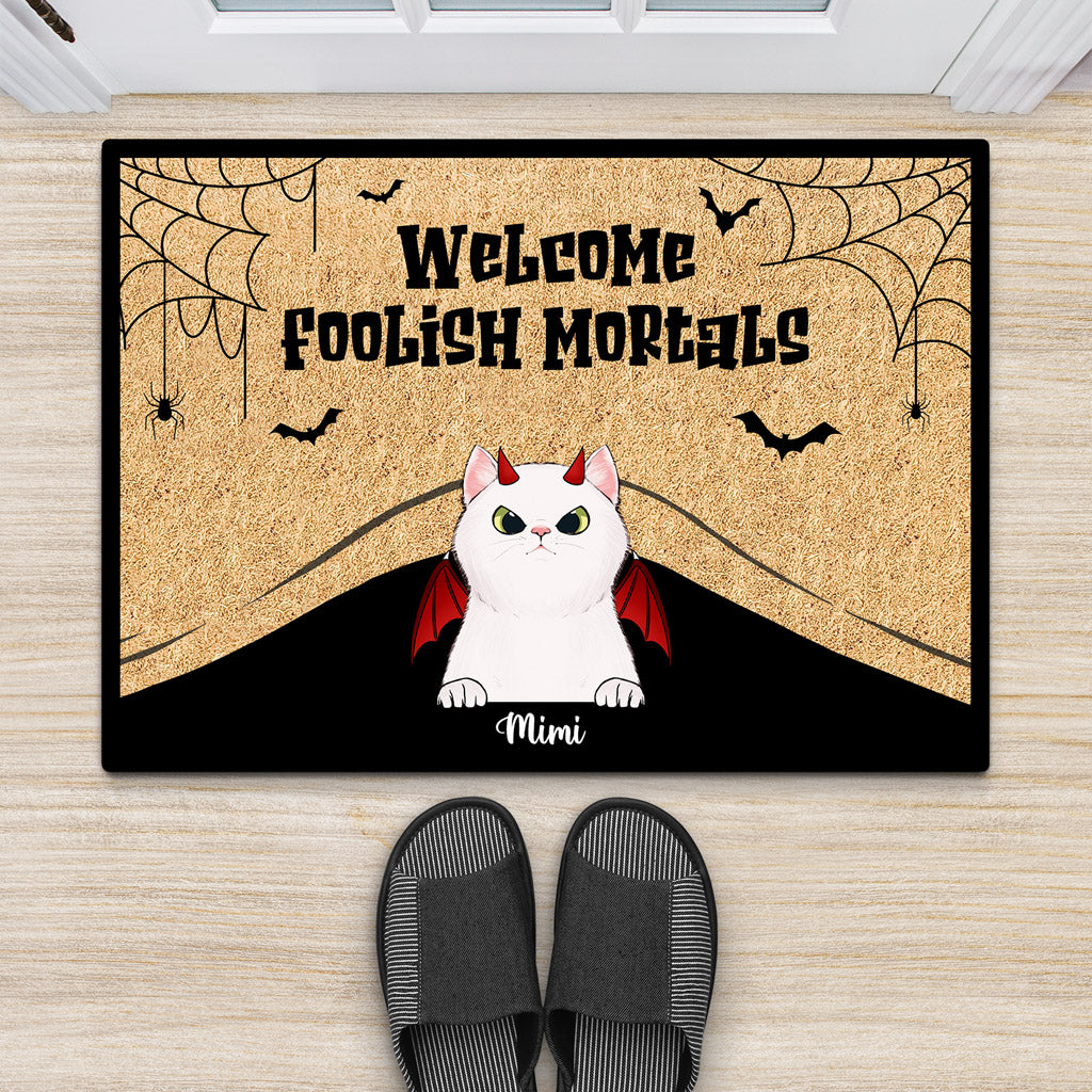 Welcome Foolish Mortals - Personalised Gifts | Door mats for Halloween