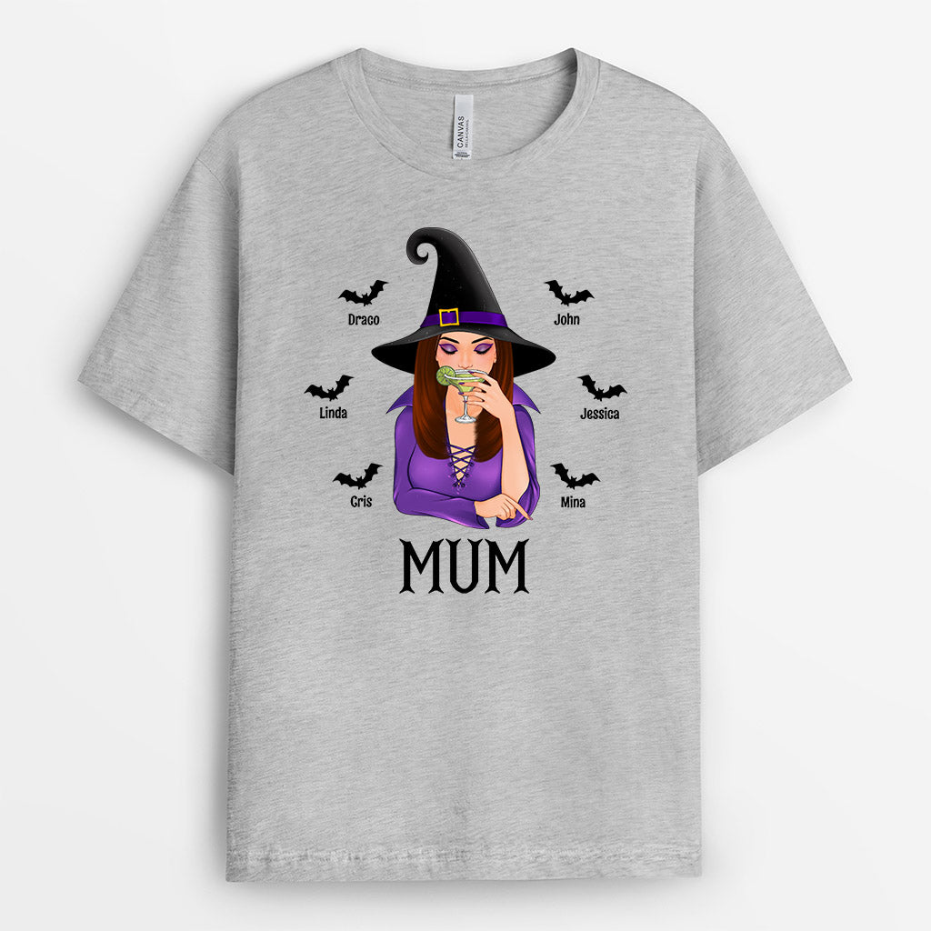 Witch Mum Grandma With Grandkids - Personalised Gifts | T-shirts for Halloween