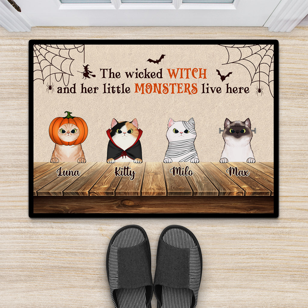 0447D540DUK2 Customised Doormats Presents Cat Lovers Halloween