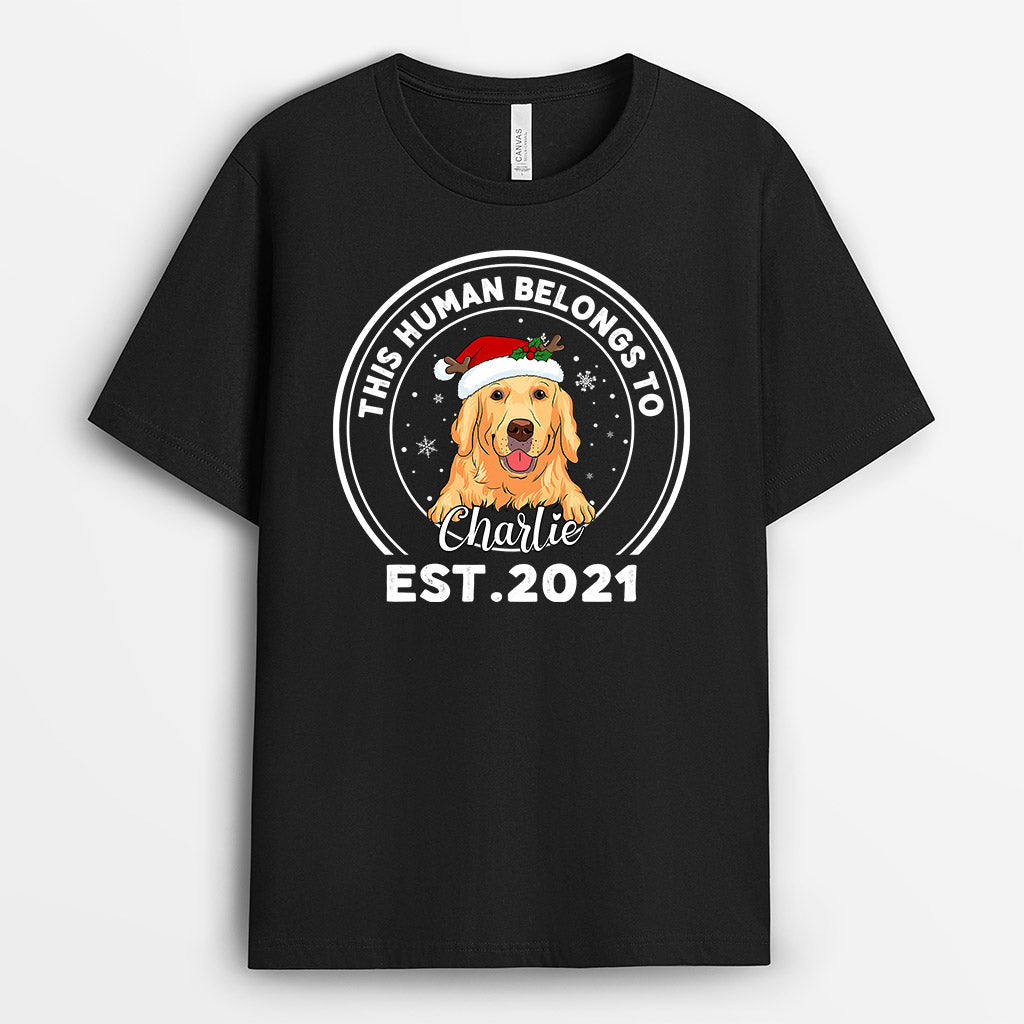 This Human Belongs To - Personalised Gifts | T-shirts for Dog Lovers Christmas