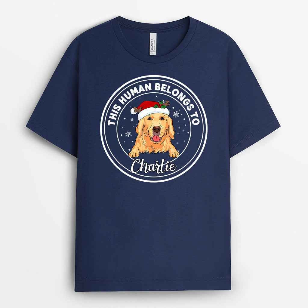 This Human Belongs To - Personalised Gifts | T-shirts for Dog Lovers Christmas