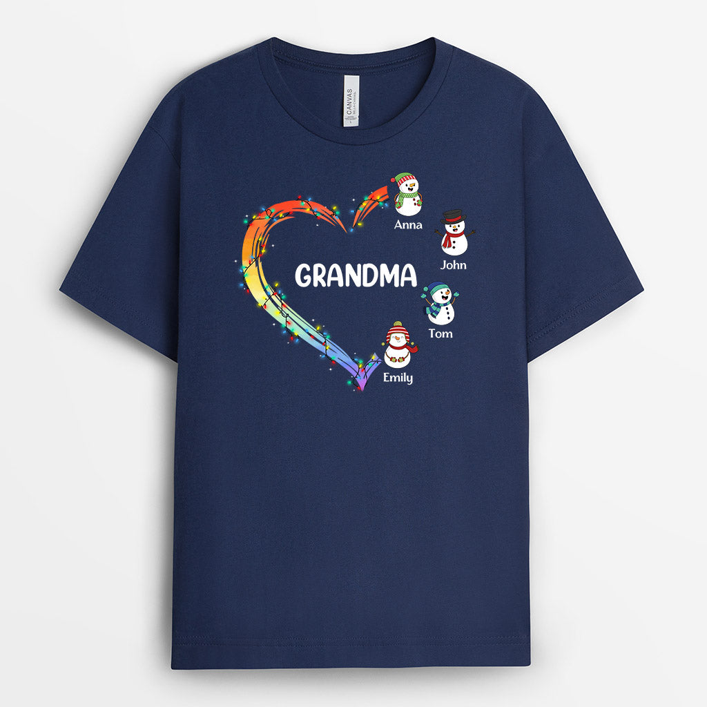 0526AUK1 Personalised T shirts Gifts Heart Grandma Mum Christmas