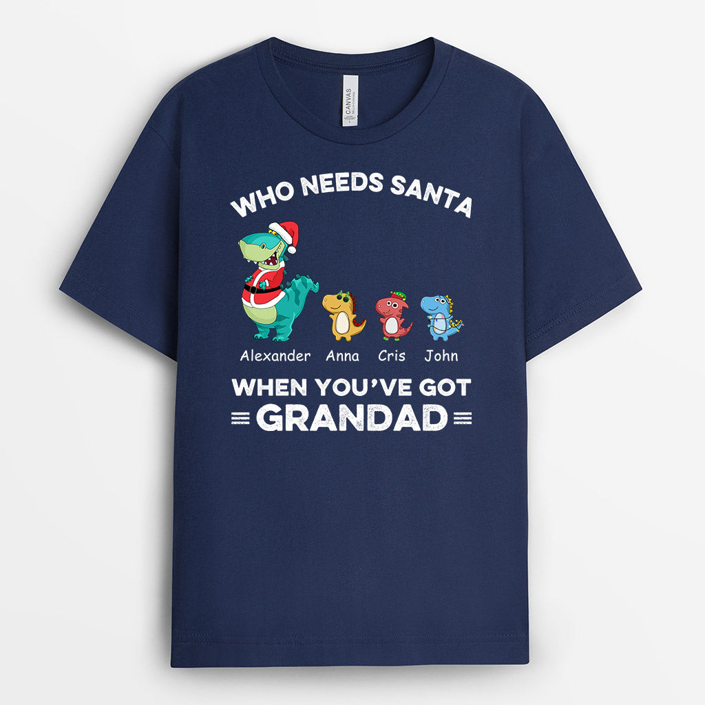 0583AUK1 Personalised T shirts Gifts Dinosaur Grandpa Dad Christmas