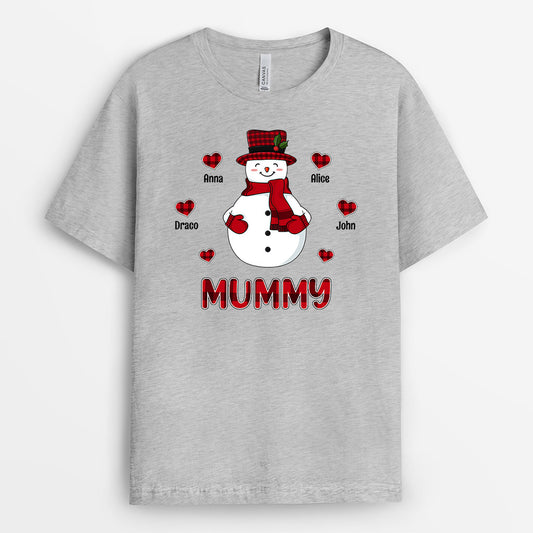 0592AUK2 Personalised T shirts Gifts Snowman Grandma Mum Christmas