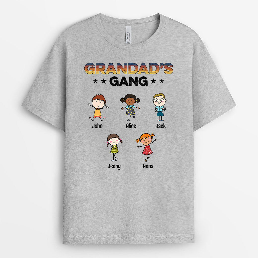 0629Auk1 Personalised T shirts Gifts Kid Gang Grandad Dad