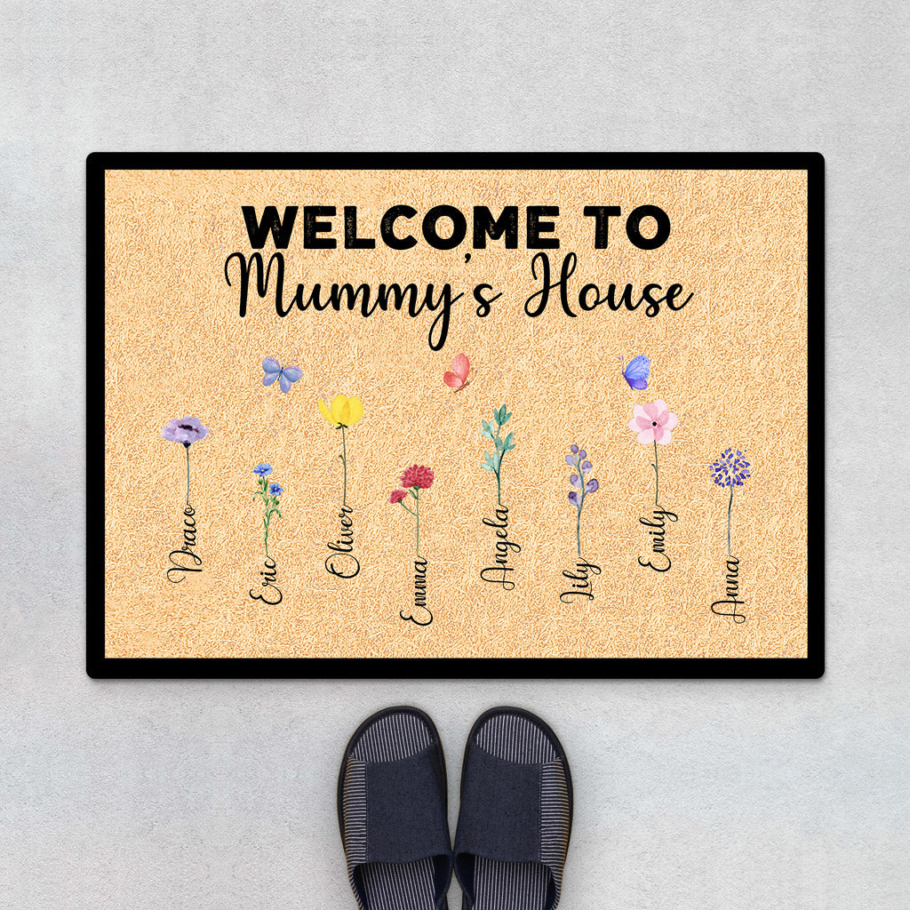 0638DUK2 Personalised Door Mat Gifts Flower Grandma Mum