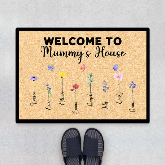 0638DUK2 Personalised Door Mat Gifts Flower Grandma Mum