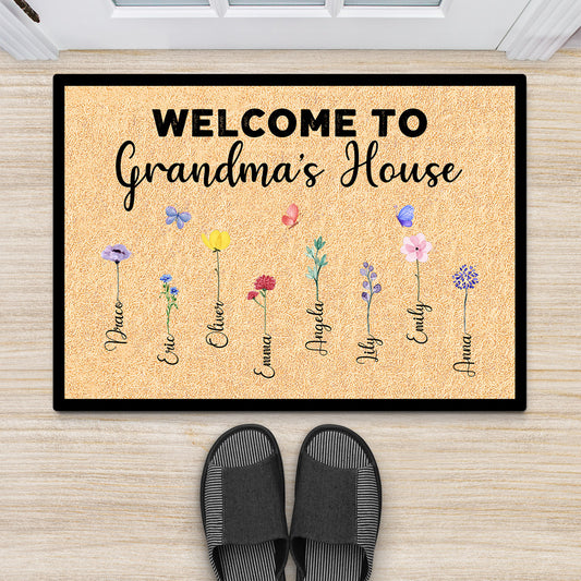 0638DUK3 Personalised Door Mat Gifts Flower Grandma Mum