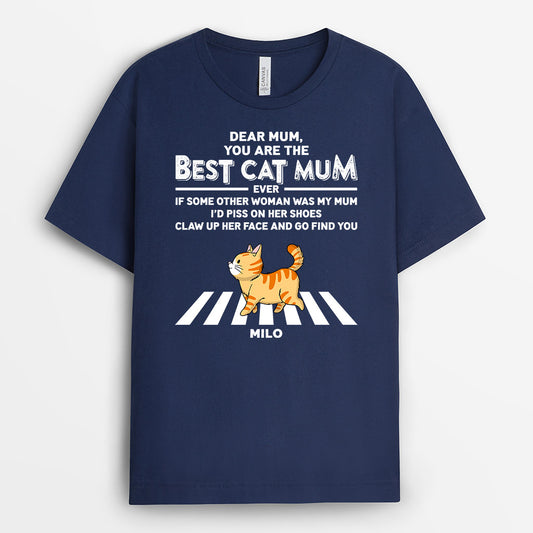 0684AUK1 Personalised T shirts Gifts Walking Cat Cat Lovers