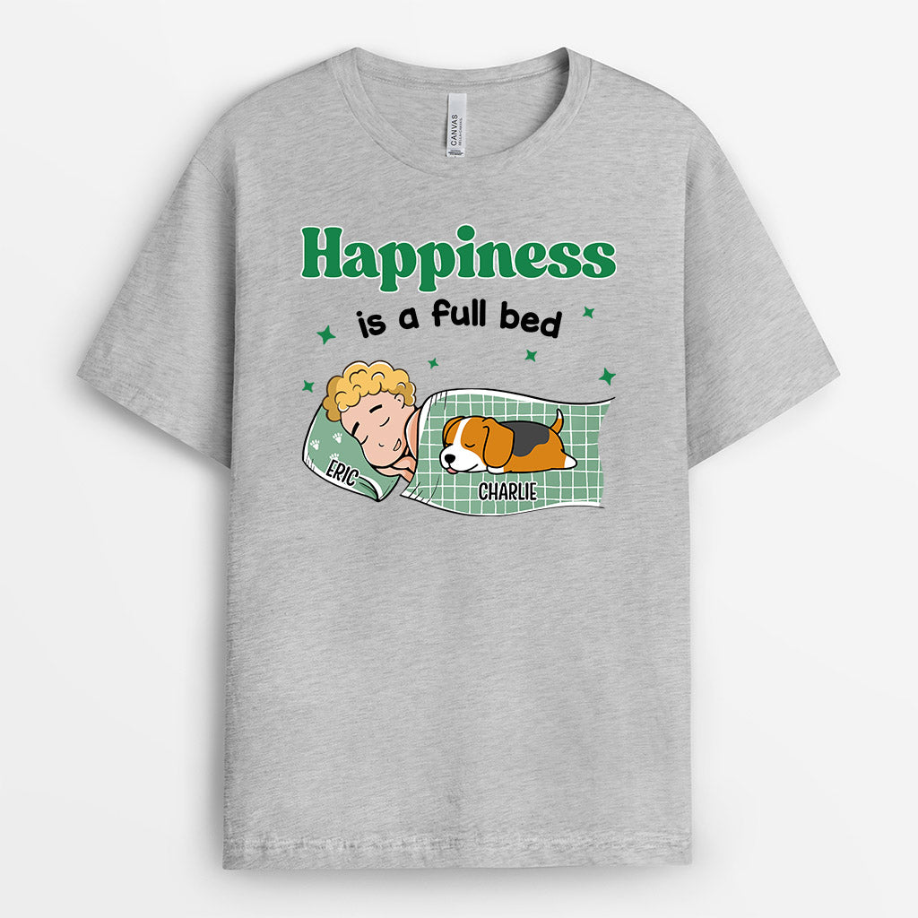 Happiness Is A Full Bed - Personalised Gifts | T-shirts for Dog Lovers