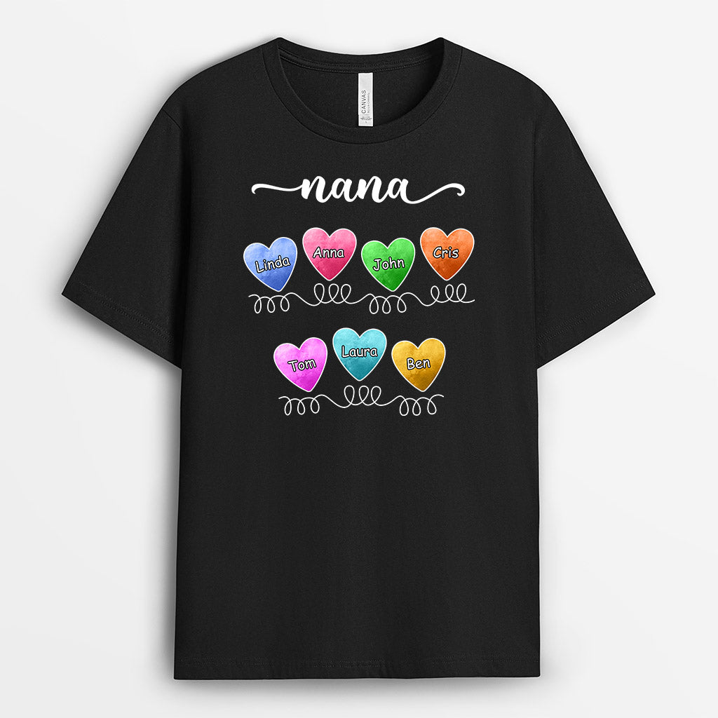 0738Auk1 Personalised T shirts Gifts Hearts Grandma Mum Mothers Day