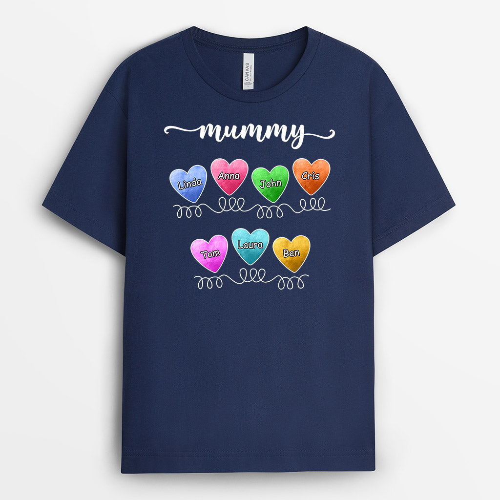 0738Auk2 Personalised T shirts Gifts Hearts Grandma Mum Mothers Day