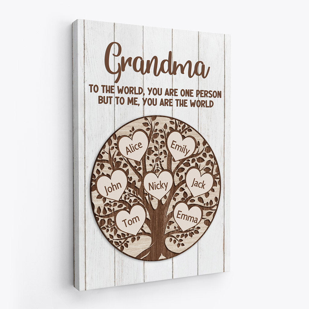 Grandma/Mummy You Are The World - Personalised Gifts | Canvas for Grandma/Mum