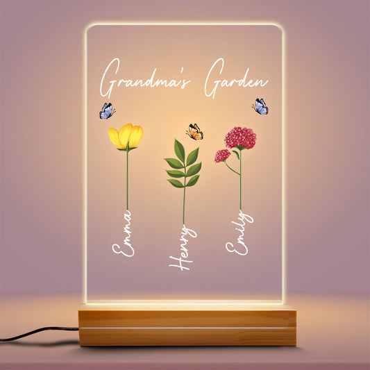 0784LUK2 Personalised 3D LED Light Gifts Flower Grandma Mum