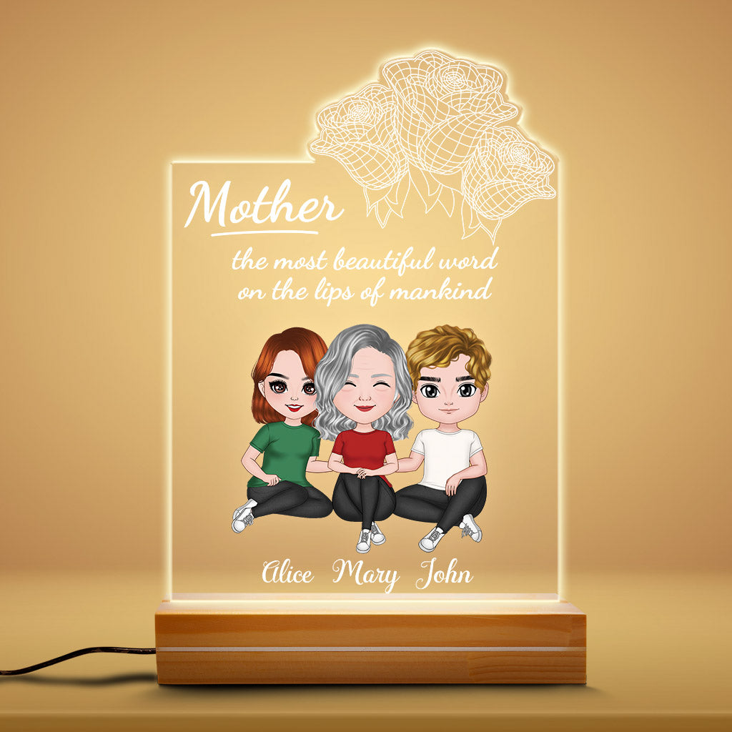 0801LUK1 Personalised 3D LED Light Gifts Mother Grandma Mum