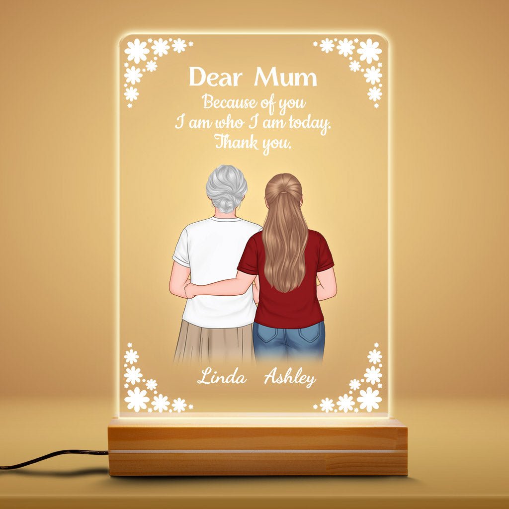 Because Of You - Personalised Gifts | Night Light for Grandma/Mum