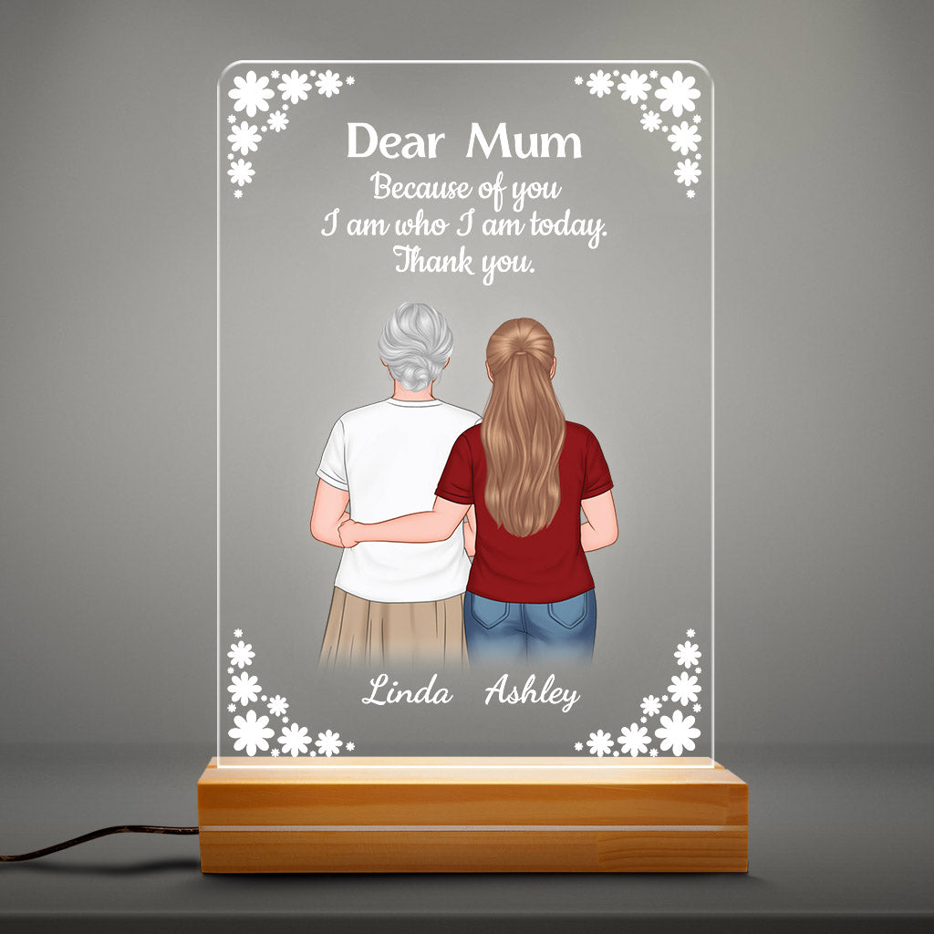 Because Of You - Personalised Gifts | Night Light for Grandma/Mum