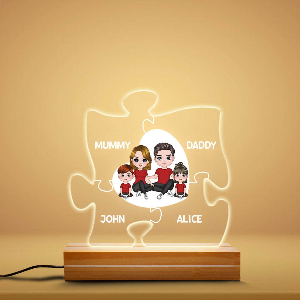 Family Puzzle Heart - Personalised Gifts | Night Light for Family