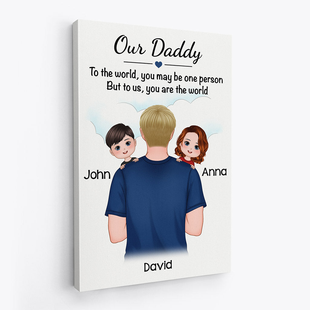 Daddy You Are The World - Personalised Gifts | Canvas for Grandad/Dad