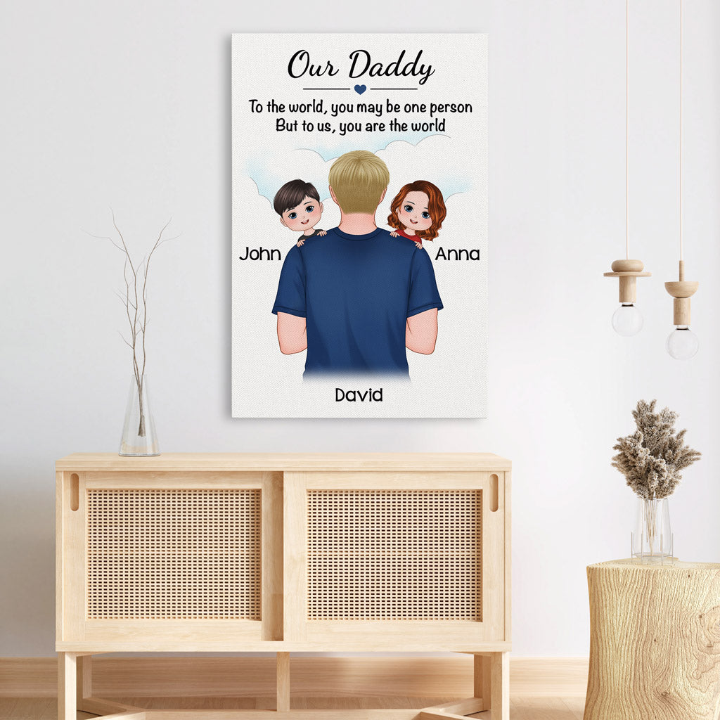 Daddy You Are The World - Personalised Gifts | Canvas for Grandad/Dad