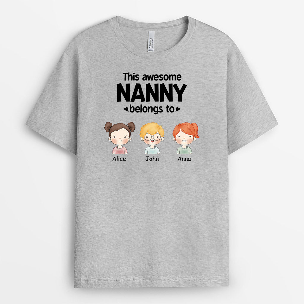 This Awesome Mummy/Nanny Belongs To - Personalised Gifts | T-shirts for Grandma/Mum