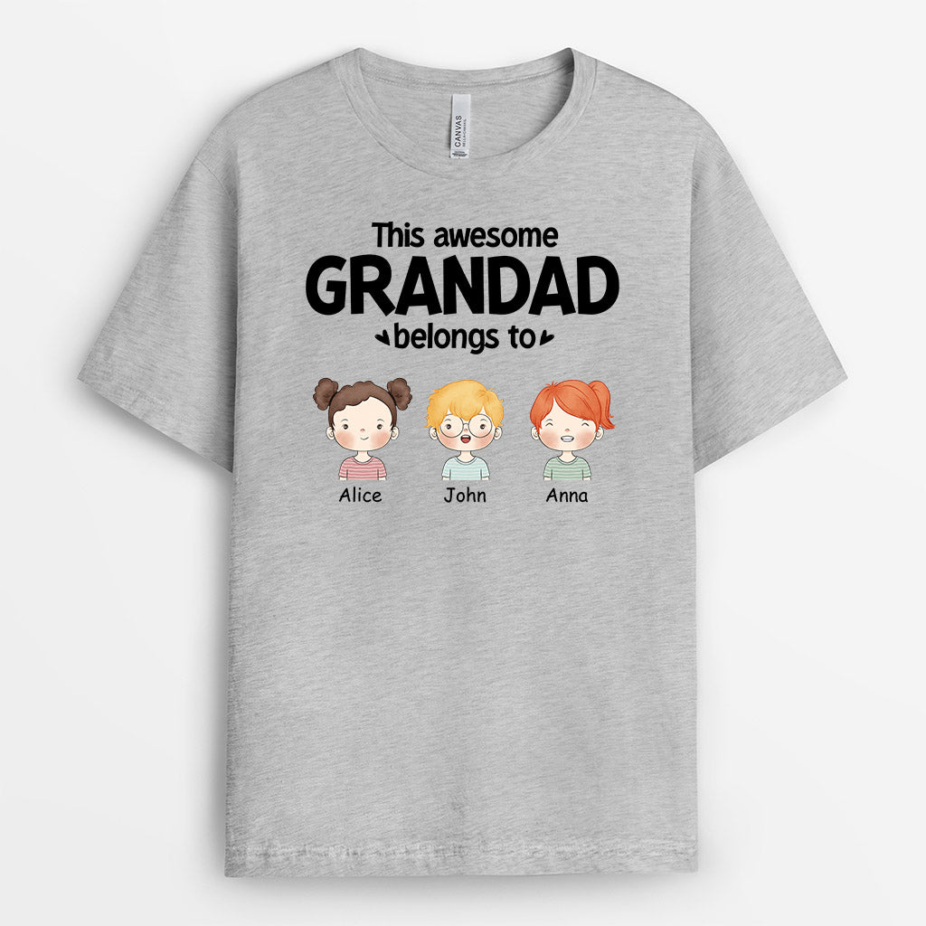 This Awesome Daddy/Grandad Belongs To - Personalised Gifts | T-shirts for Grandad/Dad