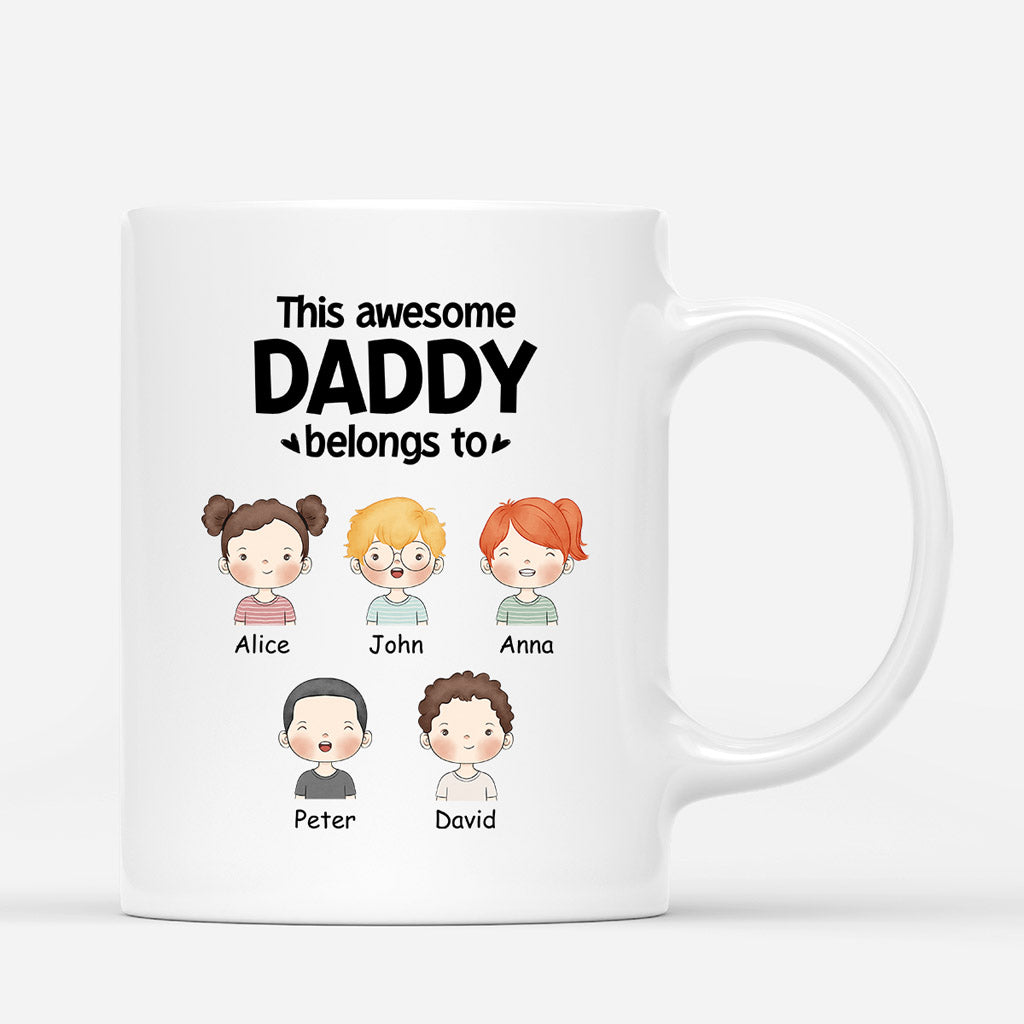 This Awesome Daddy/Grandad Belongs To - Personalised Gifts | Mugs for Grandad/Dad