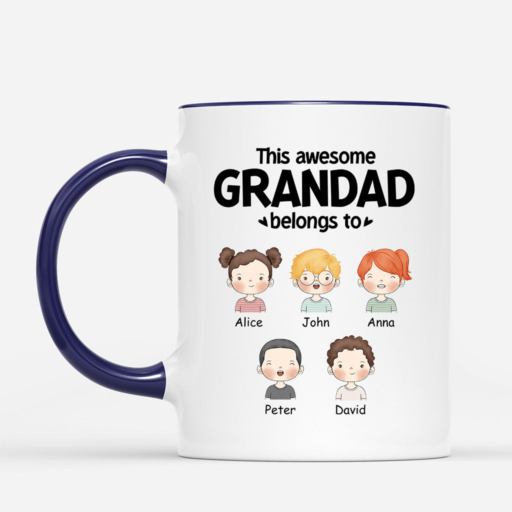 This Awesome Daddy/Grandad Belongs To - Personalised Gifts | Mugs for Grandad/Dad