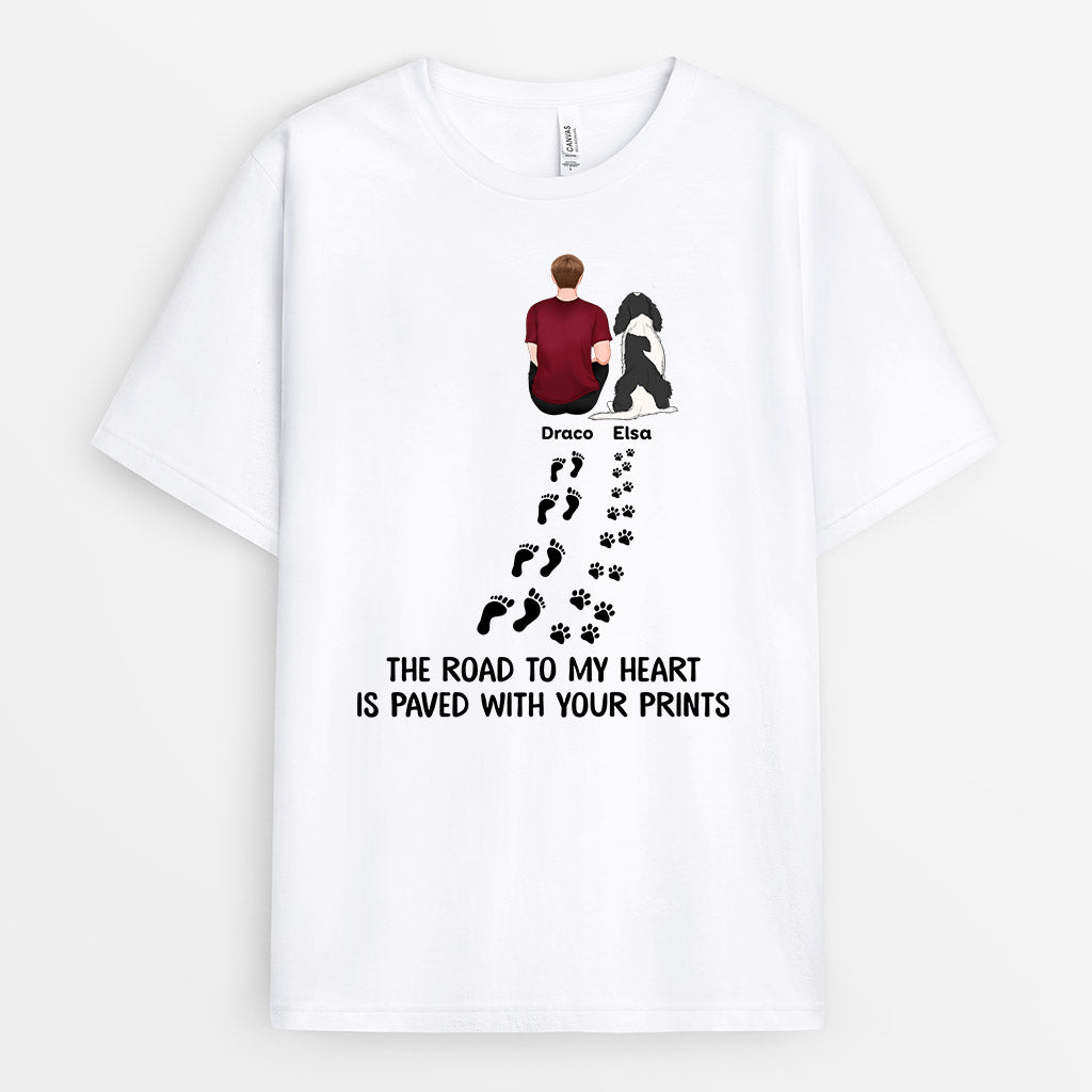 0852AUK1 Personalised T shirts Gifts Pawprints Dog Lovers