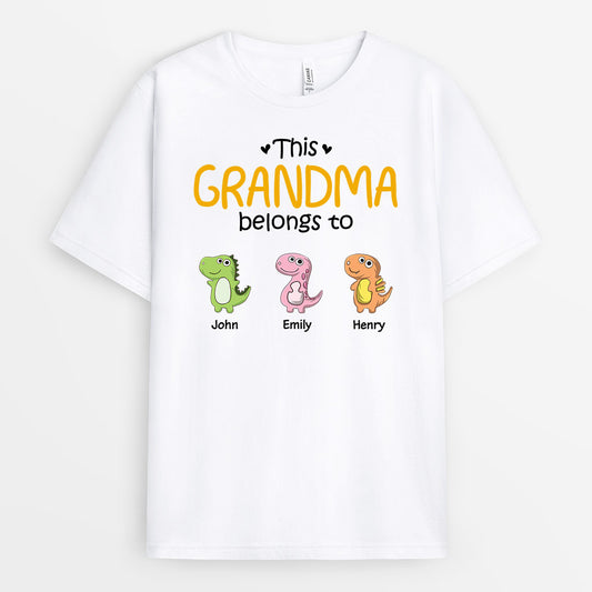 0879AUK1 Personalised T shirts Gifts Dinosaur Grandma Mum