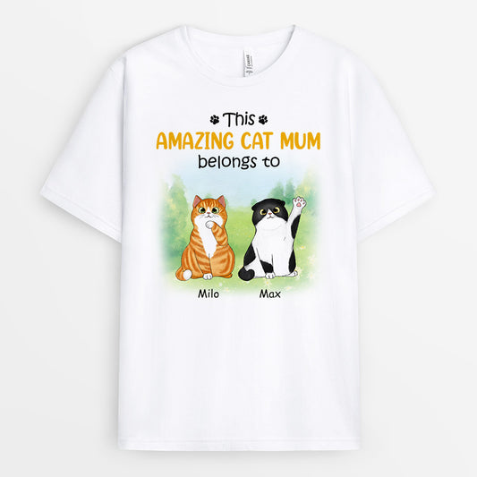 0902AUK1 Personalised T shirt Gifts Flower Cat Lovers