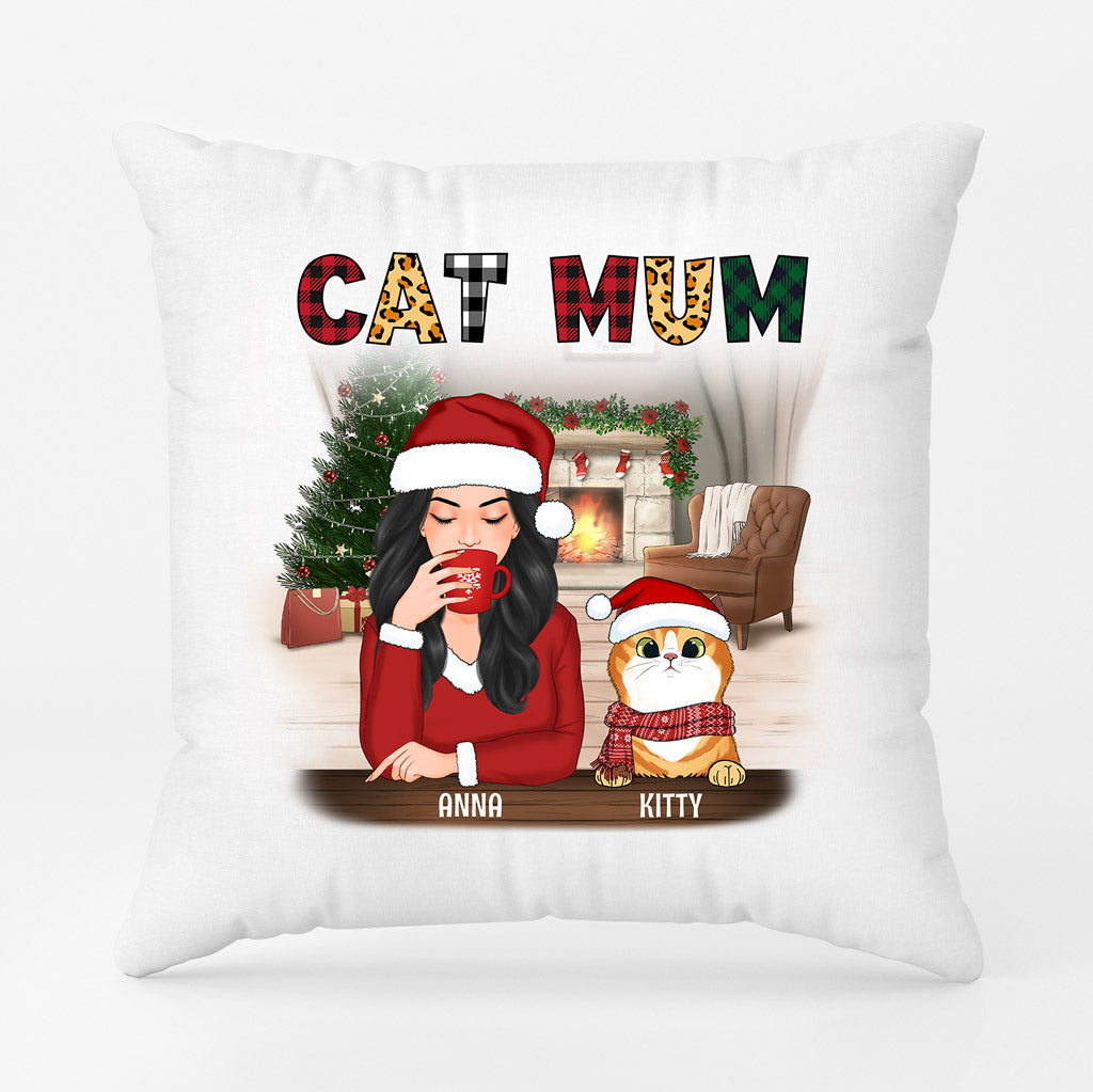 Cat Mum - Personalised Gifts | Pillow for Cat Lovers Christmas