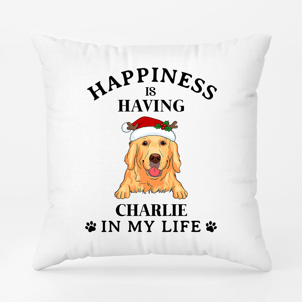 Happiness Is - Personalised Gifts | Pillow for Dog Lovers Christmas