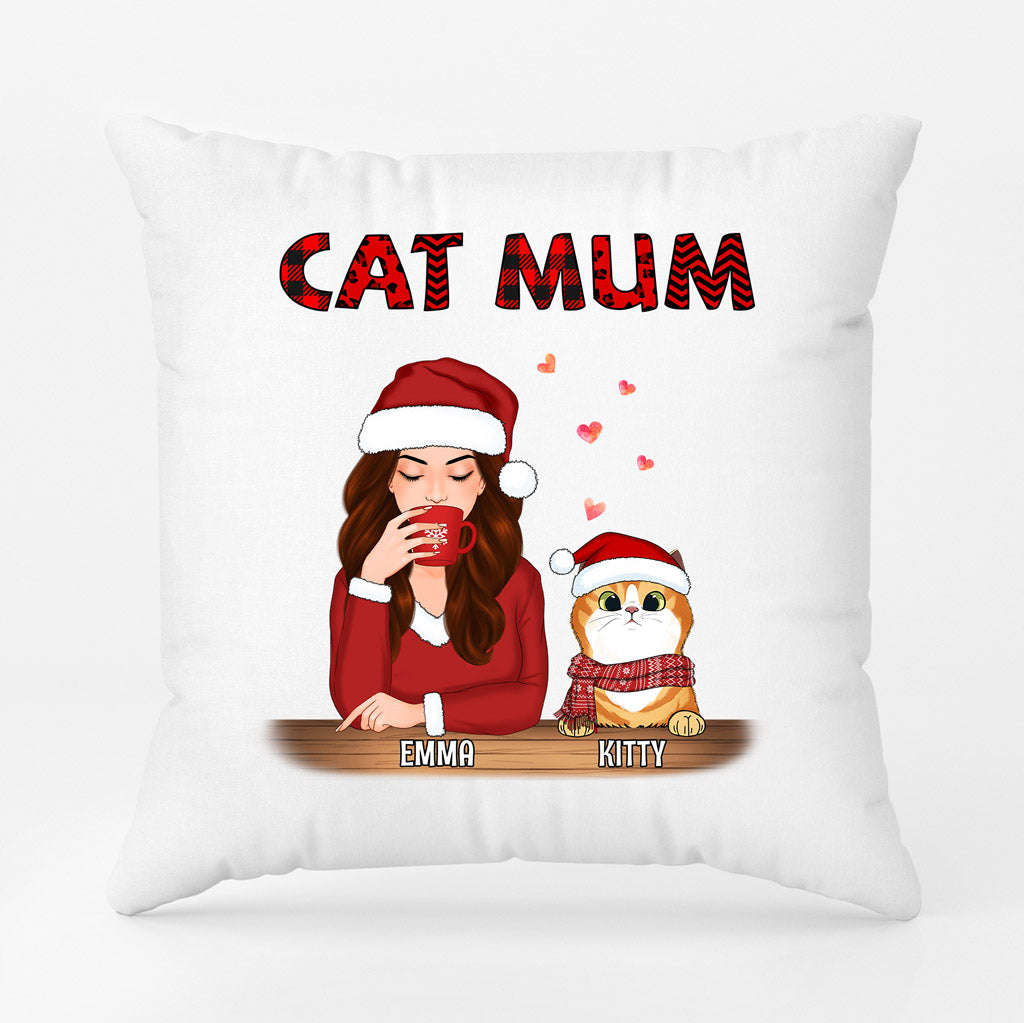 Cat Mum - Personalised Gifts | Pillow for Cat Lovers Christmas