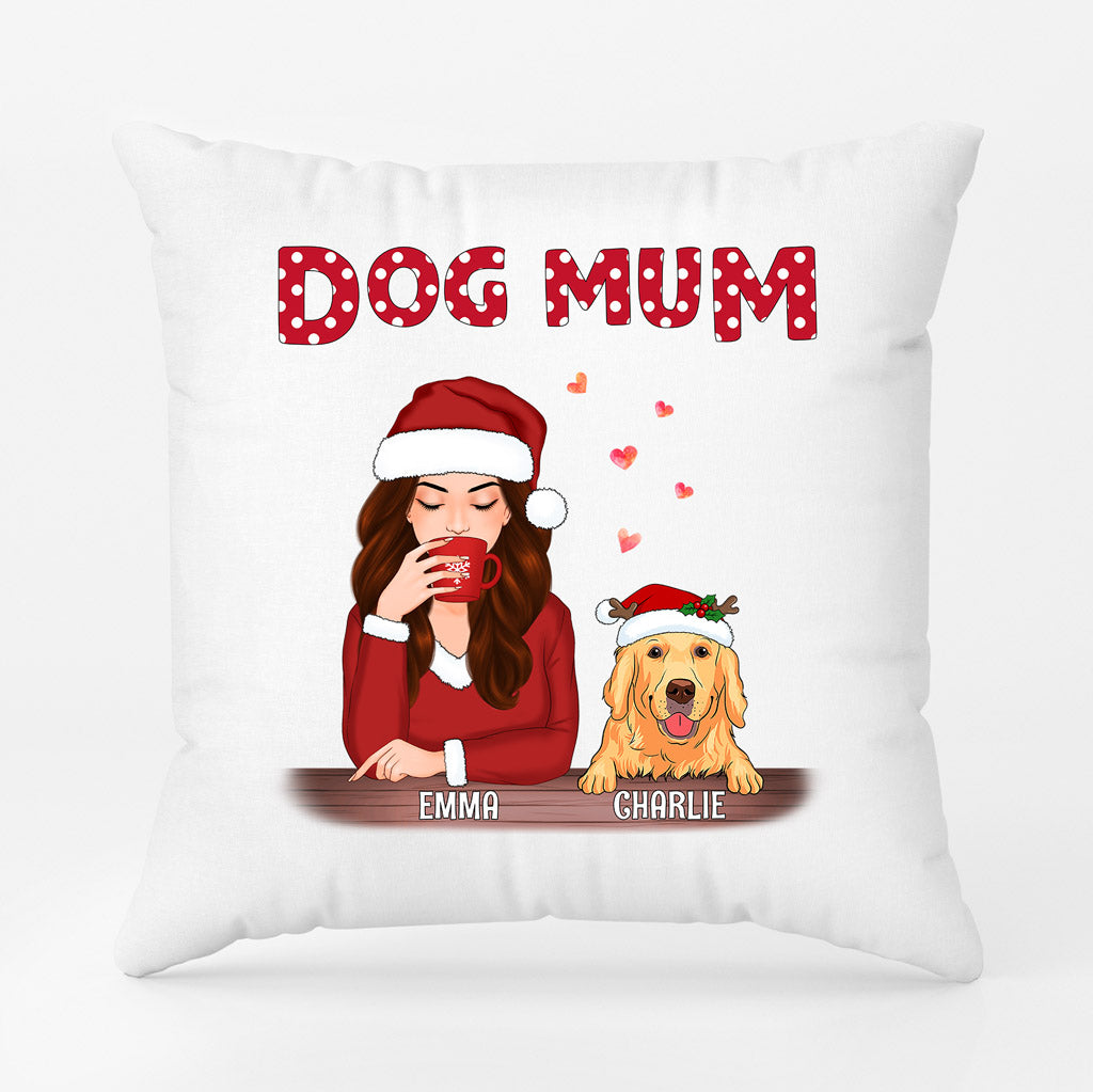 Dog Mum - Personalised Gifts | Pillow for Dog Lovers Christmas