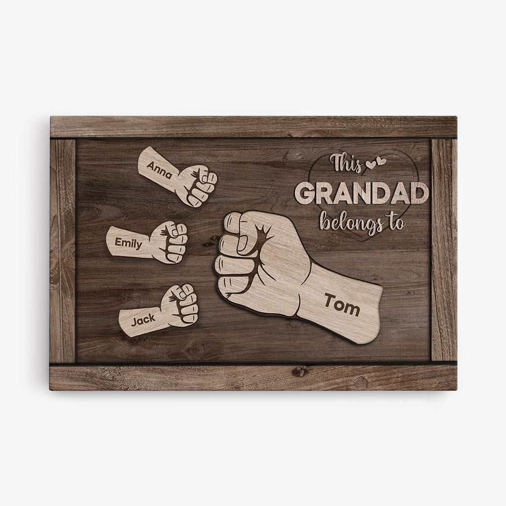 This Grandad Belongs To - Personalised Gifts | Canvas for Grandad/Dad