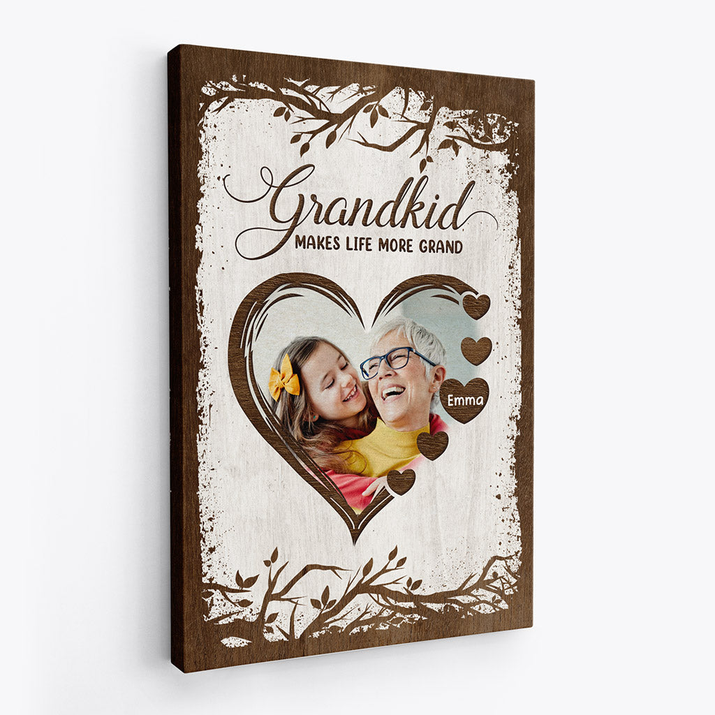 Grandkid Makes Life More Grand - Personalised Gifts | Canvas for Grandma