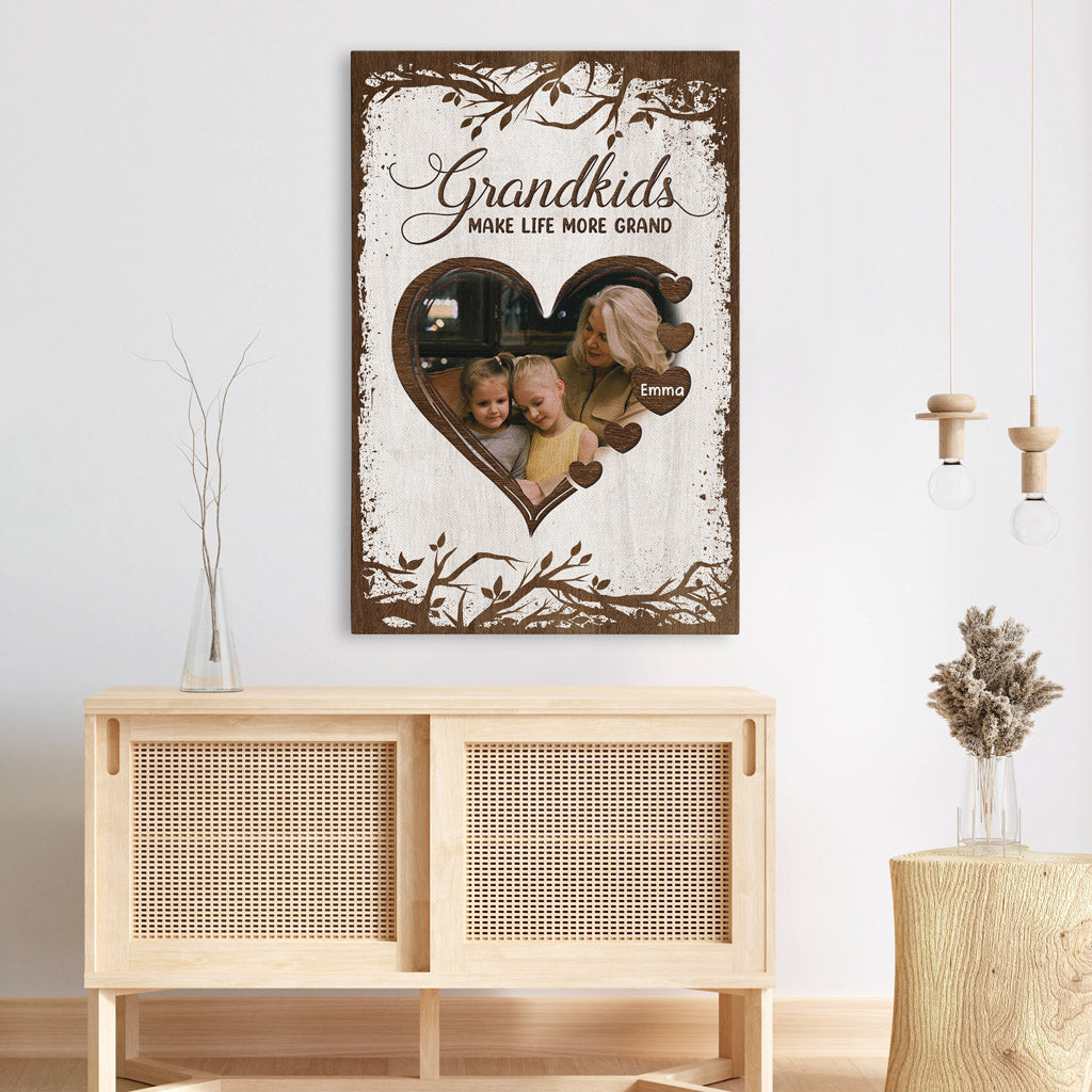 Grandkid Makes Life More Grand - Personalised Gifts | Canvas for Grandma