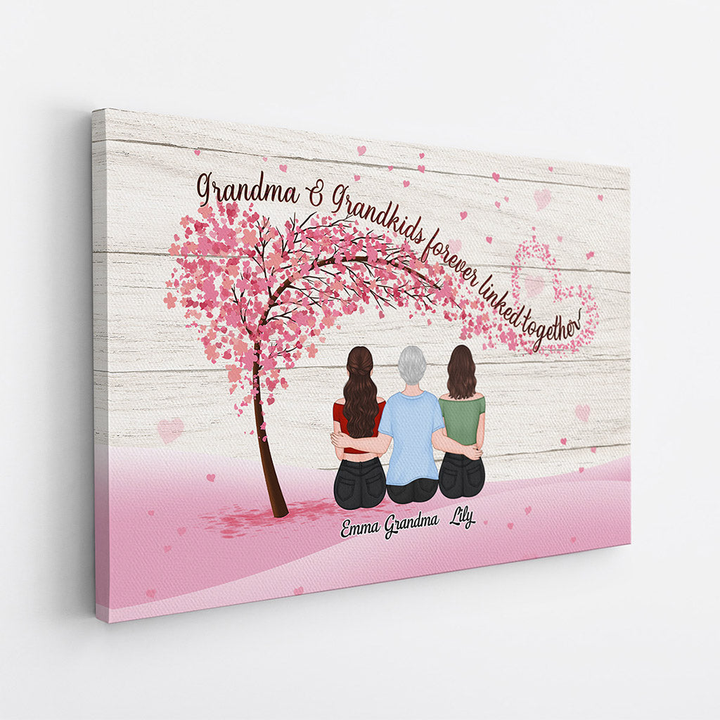 Mother & Daughters Forever Linked Together - Personalised Gifts | Canvas for Grandma/Mum