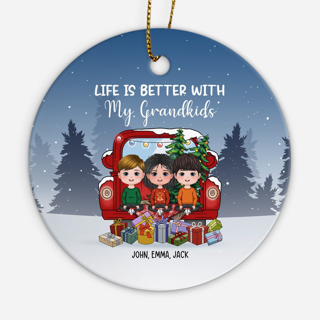 Life Is Better With My Grandkids - Personalised Gifts | Ornaments for Grandad/Grandma Christmas
