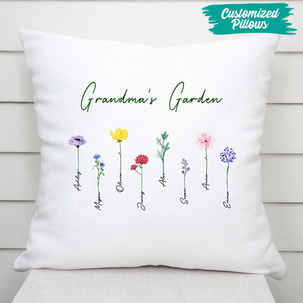 Grandma’s Garden - Personalised Gifts | Pillow for Grandma/Mom